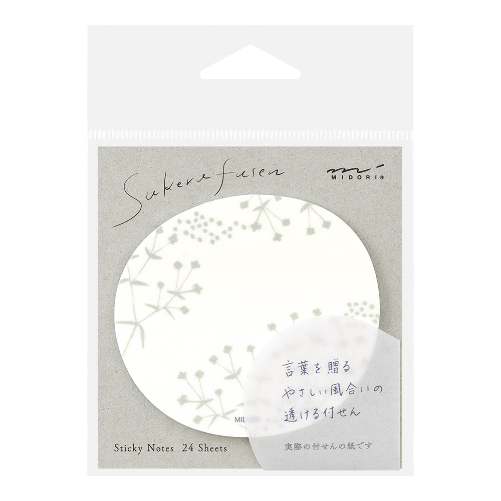 MIDORI Sticky Notes Trans. Small Flowers White