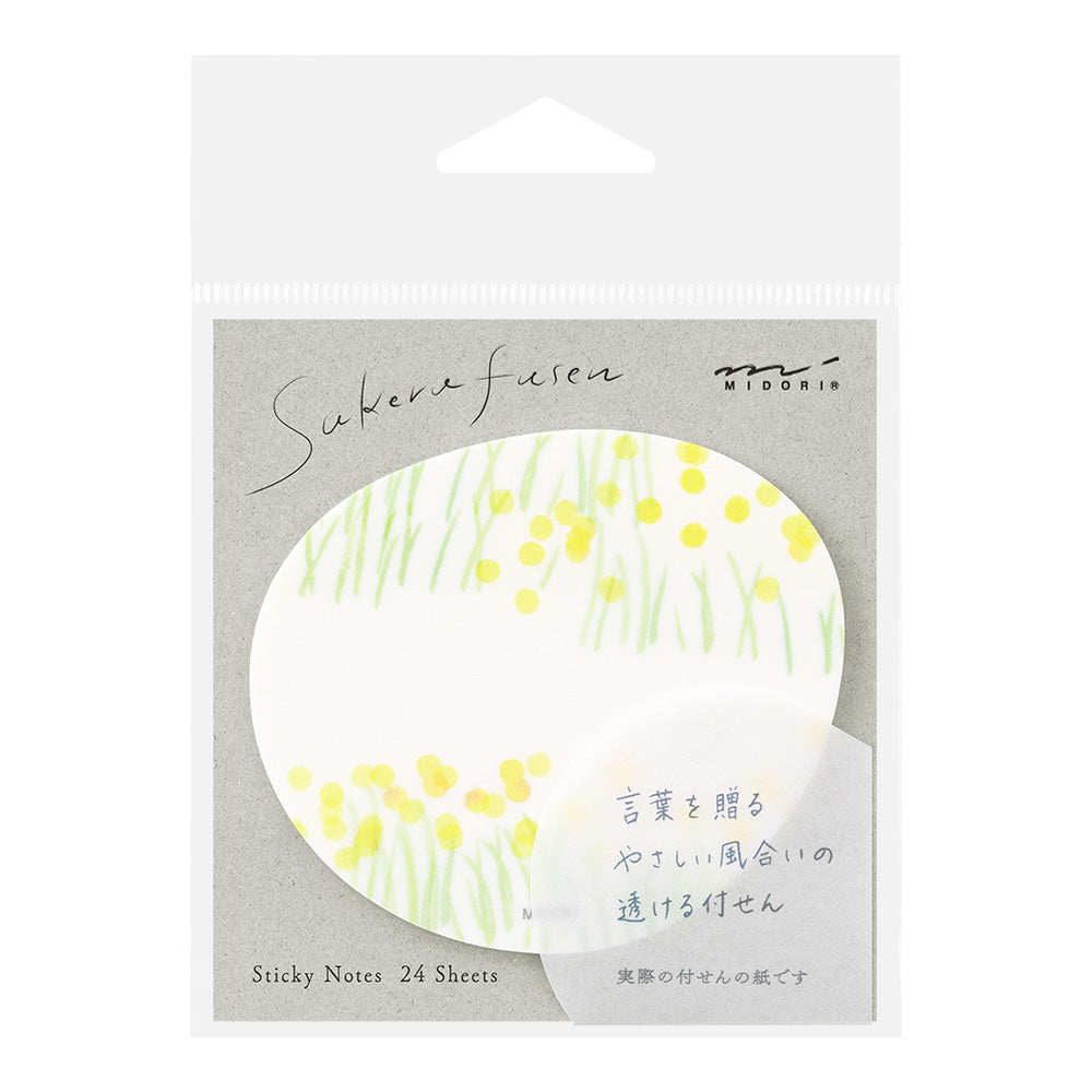MIDORI Sticky Notes Trans. Flower Garden Yellow