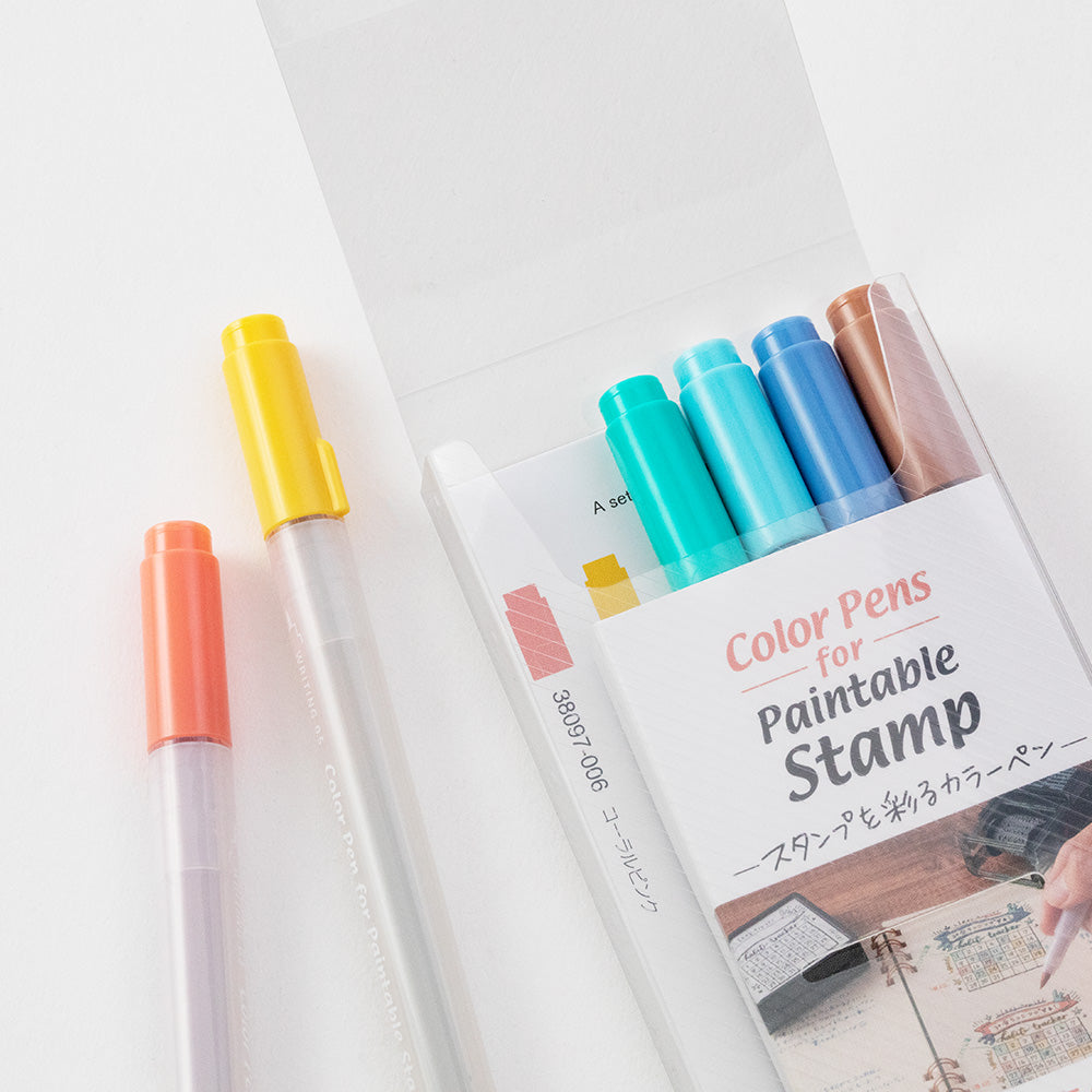 MIDORI Color Pens for Paintable Stamp 6s Happy