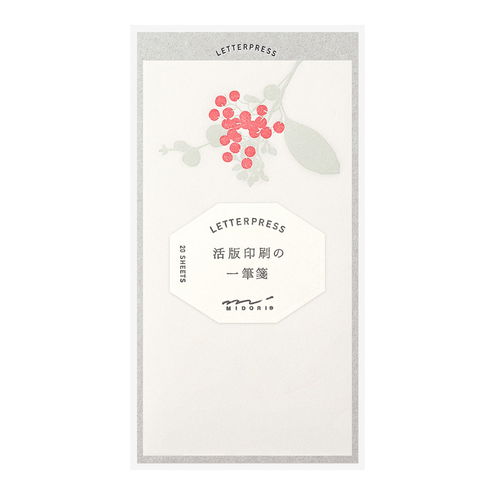 MIDORI Letterpress Letter Pad Bouquet Red