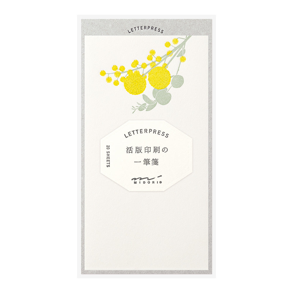 MIDORI Letterpress Letter Pad Bouquet Yellow