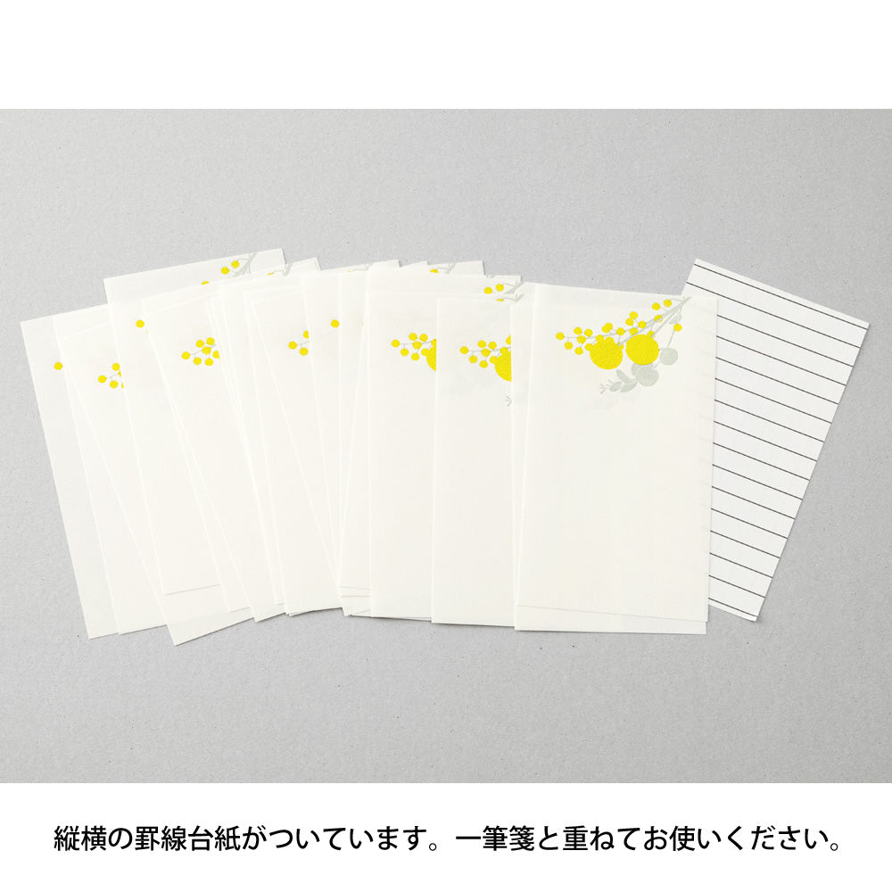 MIDORI Letterpress Letter Pad Bouquet Yellow