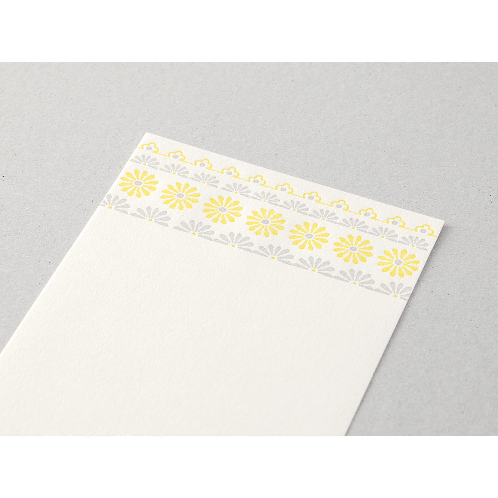 MIDORI Letterpress Letter Pad Flower Line Yellow