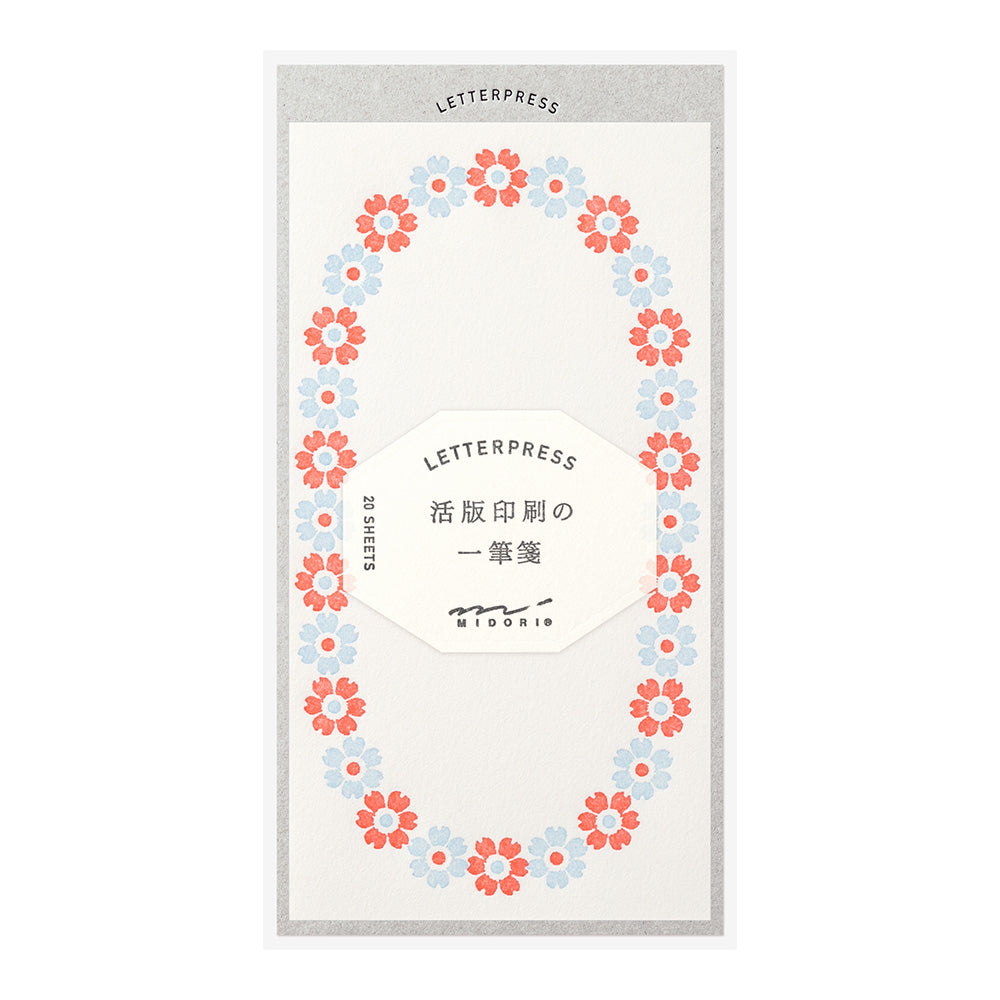 MIDORI Letterpress Letter Pad Frame Light Blue