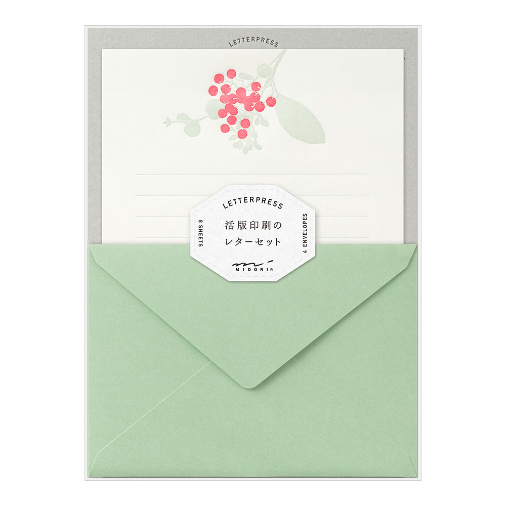 MIDORI Letterpress Letter Set 460 Bouquet Red