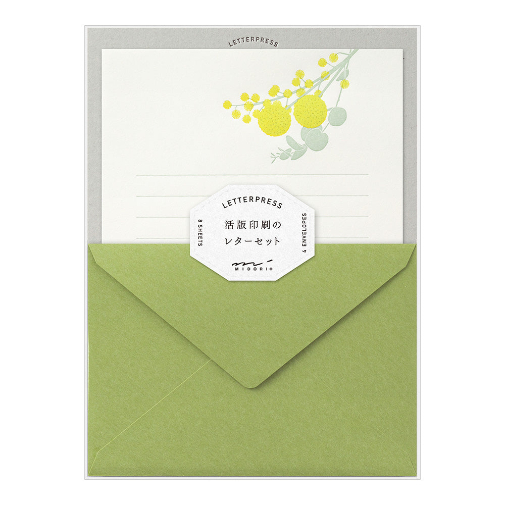 MIDORI Letterpress Letter Set 461 Bouquet Yellow