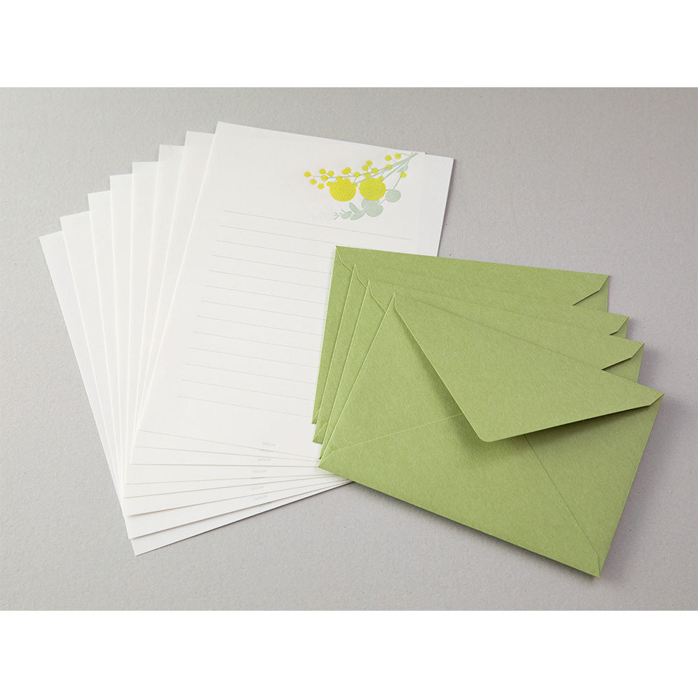MIDORI Letterpress Letter Set 461 Bouquet Yellow