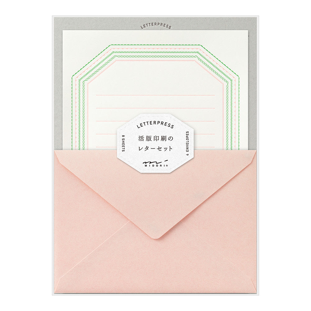 MIDORI Letterpress Letter Set 462 Frame Pink