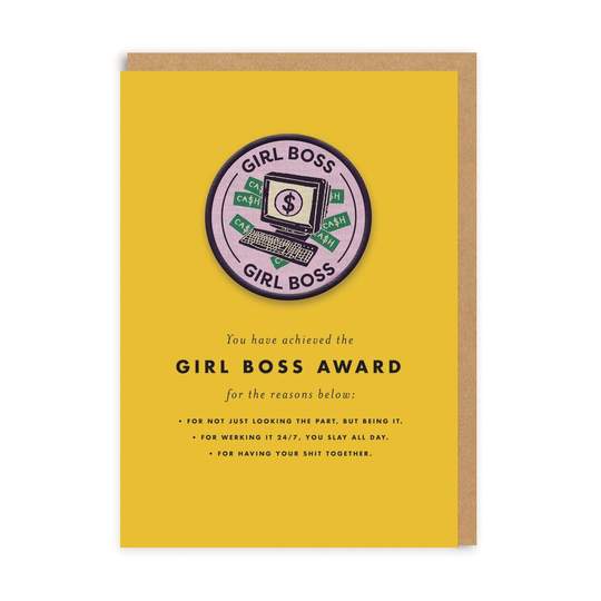OHH DEER Woven Patch Greeting Card Girl Boss