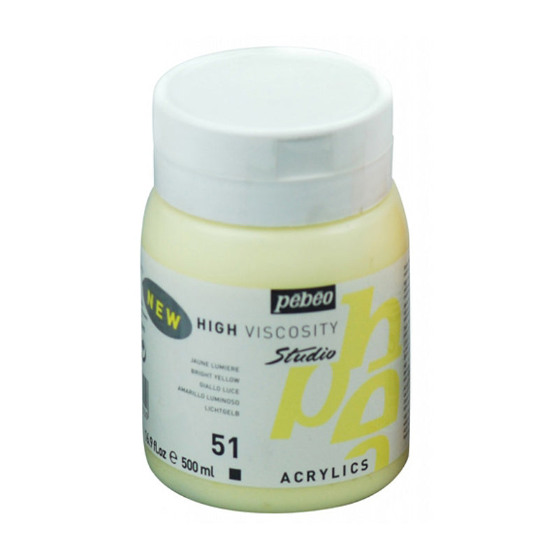 PEBEO Studio Acrylics High Viscosity 500ml Bright Yellow