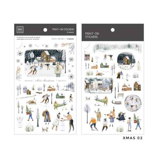 MU Print-On Sticker 2s Xmas 02-Snow Amusement Park