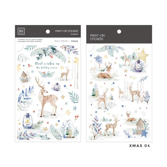 MU Print-On Sticker 2s Xmas 04-Snowy Forest In Blu