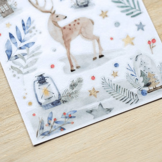 MU Print-On Sticker 2s Xmas 04-Snowy Forest In Blu