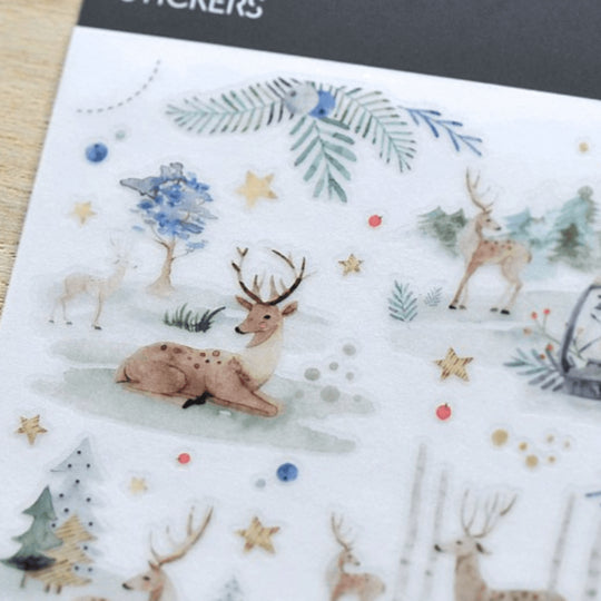 MU Print-On Sticker 2s Xmas 04-Snowy Forest In Blu