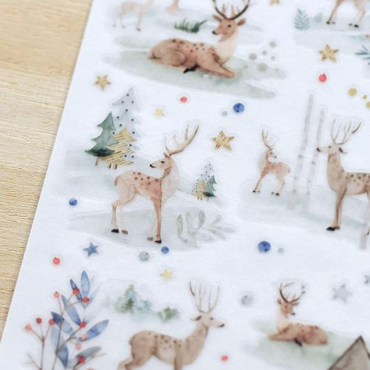 MU Print-On Sticker 2s Xmas 04-Snowy Forest In Blu