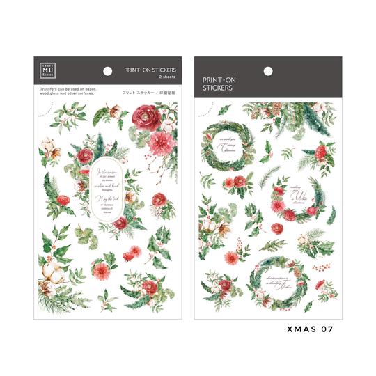 MU Print-On Sticker 2s Xmas 07-Colours Of Red & Gr