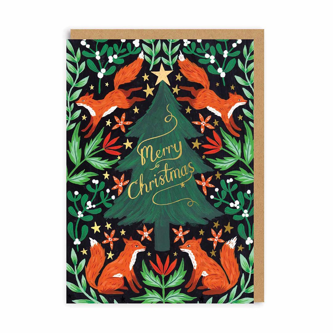 OHH DEER Card Fox Christmas Tree