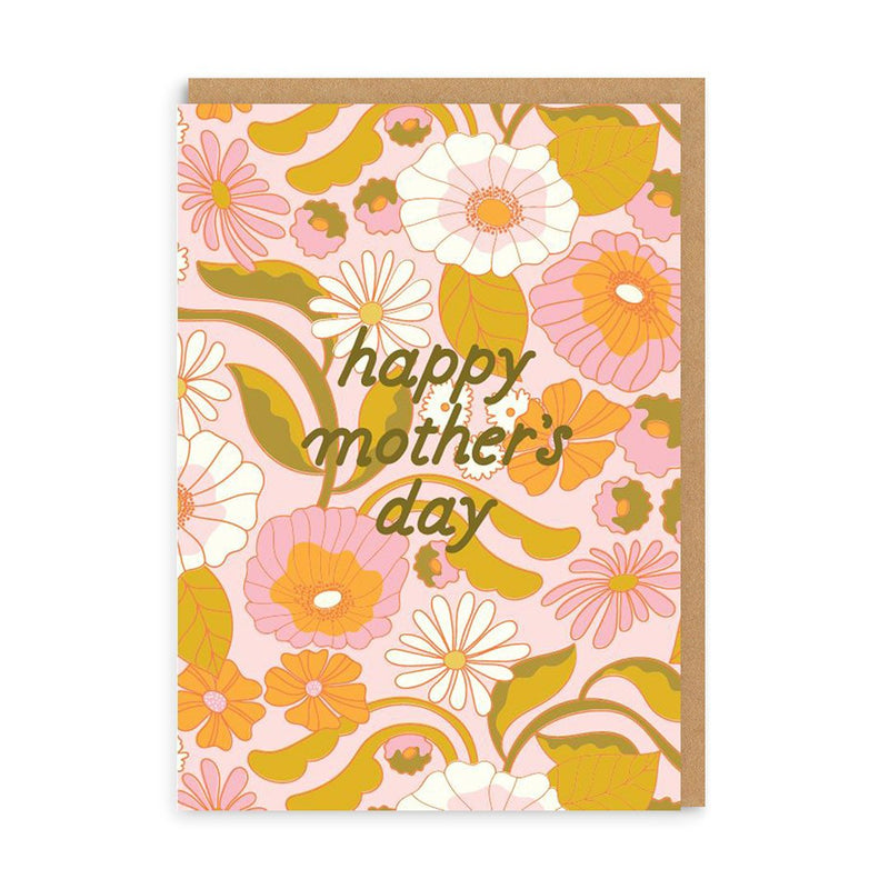 OHH DEER Card Happy Mother's Day Retro Floral