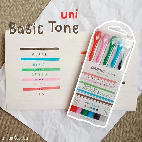 UNI Propus Window Highlighter Set of 5 Basic Tone