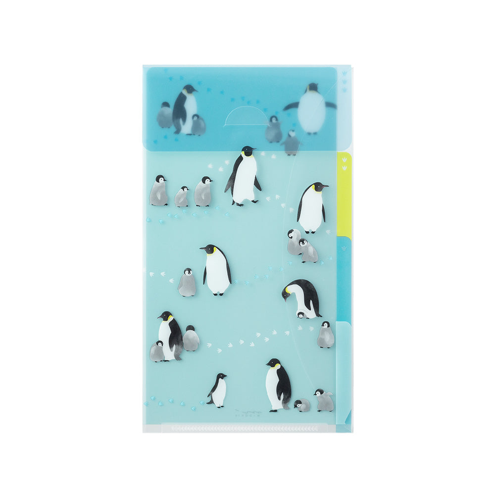 MIDORI 3-P Clear Folder A5 Slim with Flap Penguins