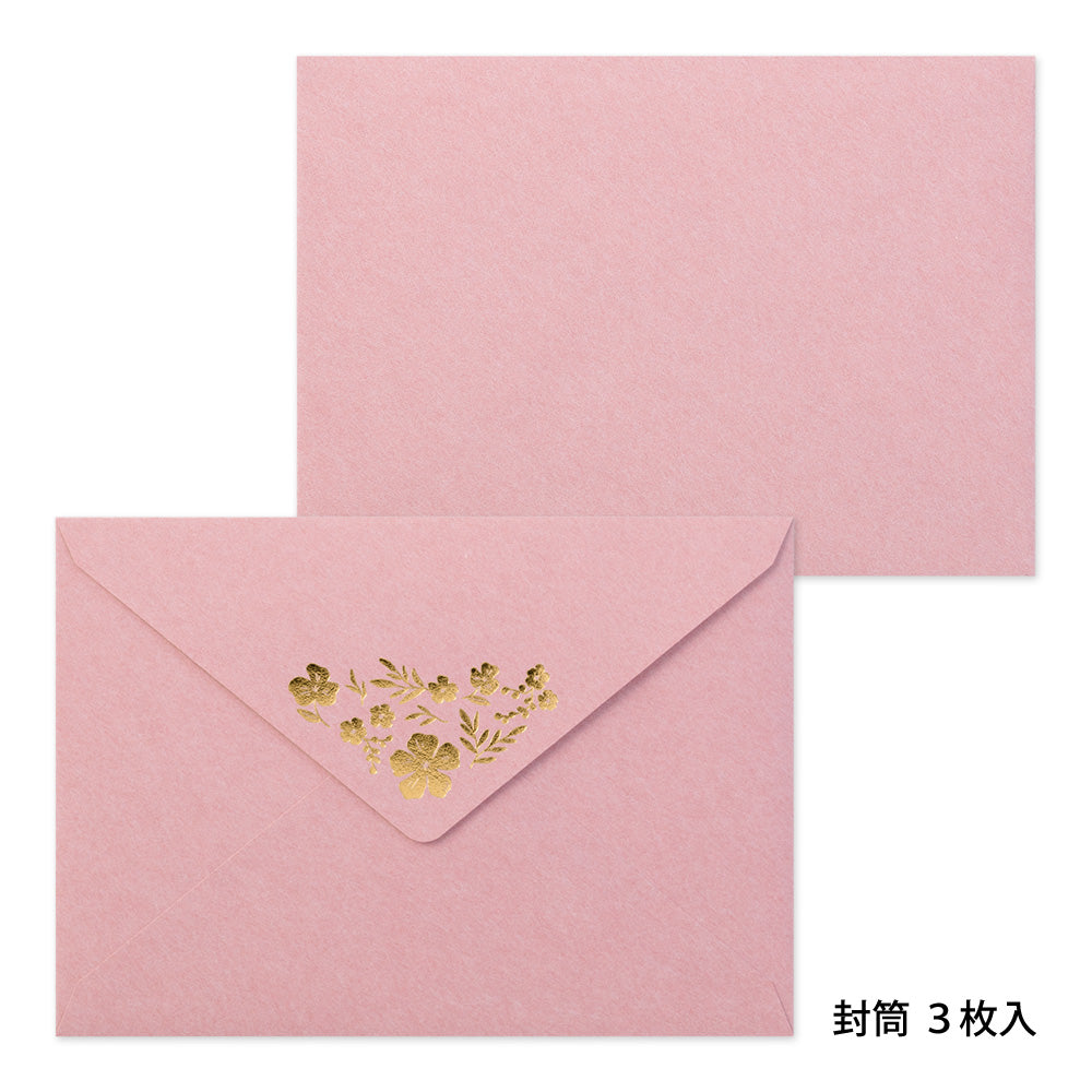 MIDORI Letter Set 506 Foil-Stamped Envelopes Flowe