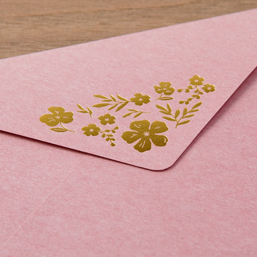 MIDORI Letter Set 506 Foil-Stamped Envelopes Flowe