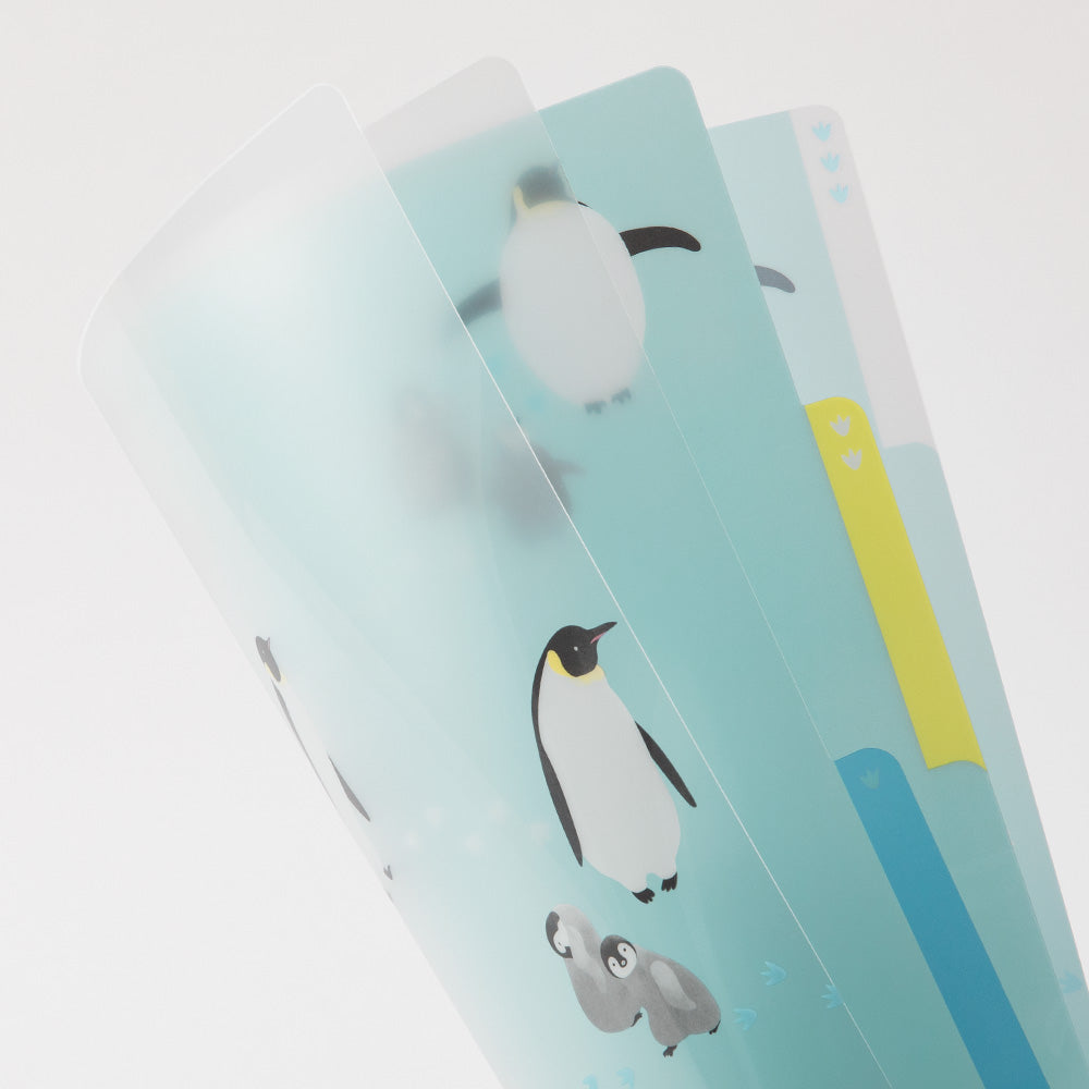 MIDORI 3-Pockets Clear Folder A4 Penguins