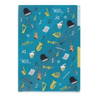 MIDORI 3-Pockets Clear Folder A4 Musical Instruments