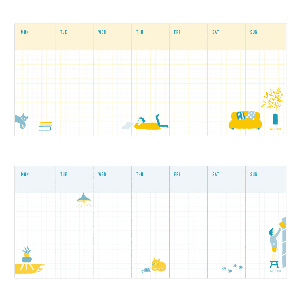 MIDORI Stand Memo Pad Horizontal Type Weekly Block