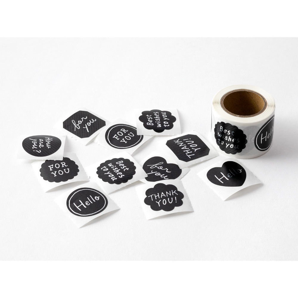 MIDORI Roll Sticker Message Black Metallic