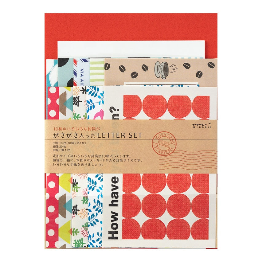 MIDORI Letterpress Letter Set 763 Envelopes Red