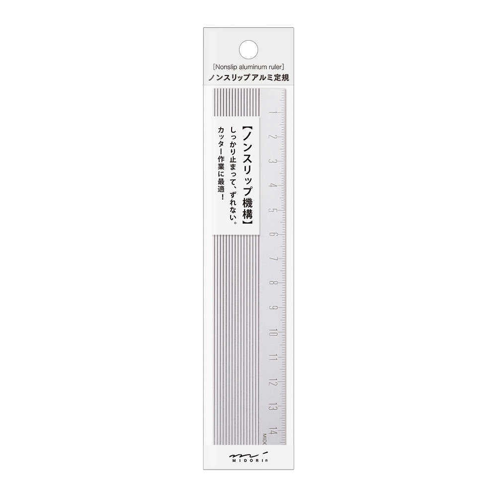 MIDORI Aluminium Ruler 15cm Non-Slip Silver