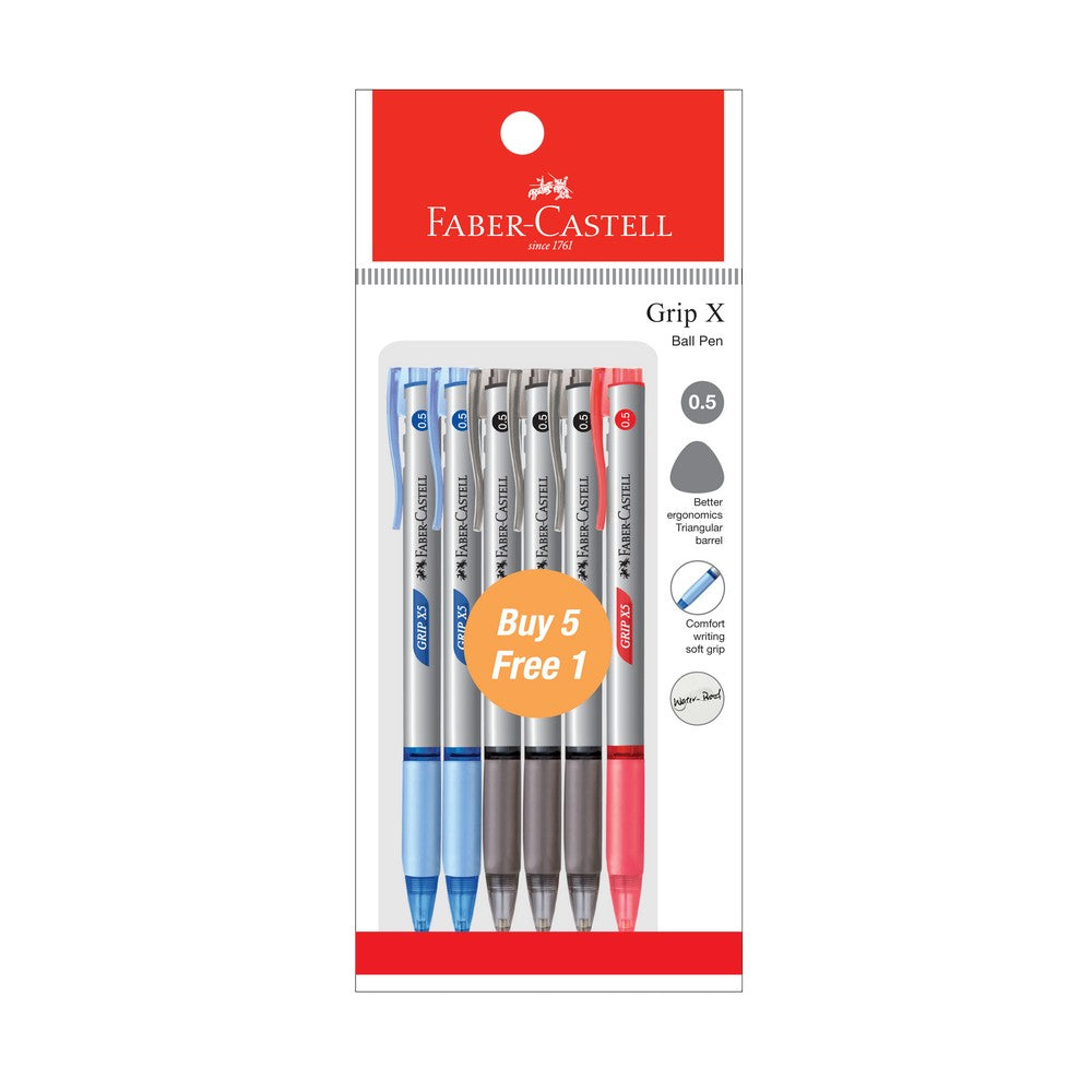FABER-CASTELL Grip X5 0.5mm 540862 B5F1 3Black/2Blue+1Red Default Title