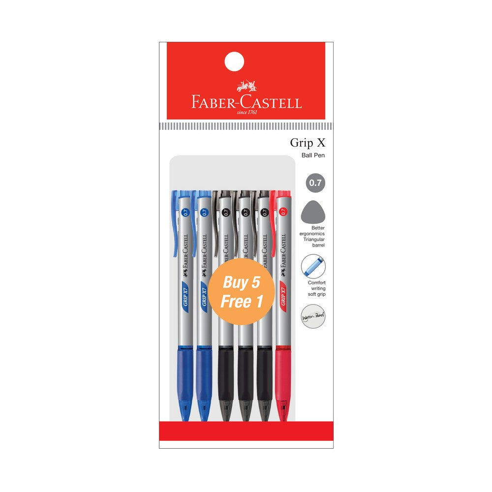 FABER-CASTELL Grip X7 0.7mm 540864 B5F1 3Black/2Blue+1Red Default Title