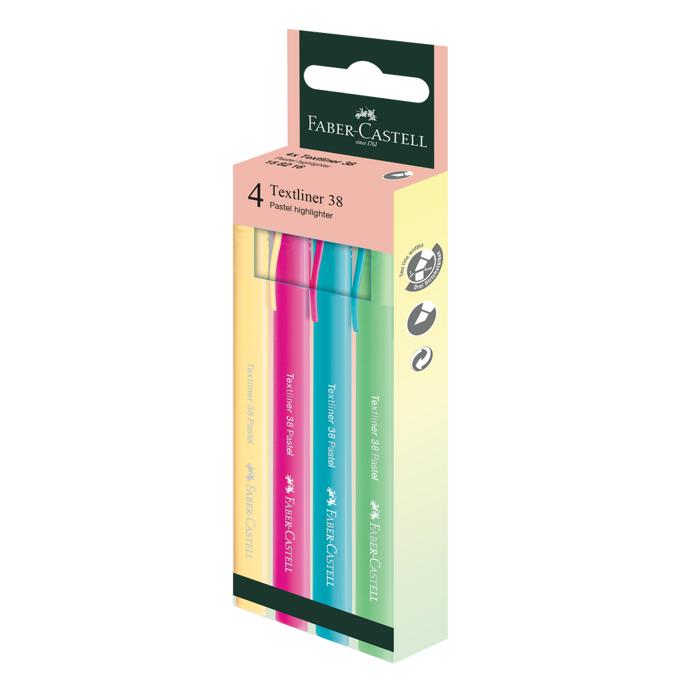 FABER-CASTELL Textliner 38 Pastel 158216 Wallet of 4 Default Title