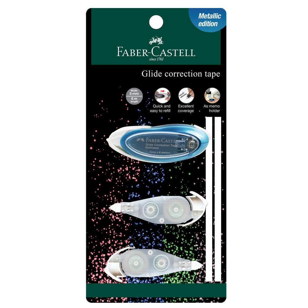 FABER-CASTELL Glide Correction Tape 169110 M.Blue+2 Refills Default Title
