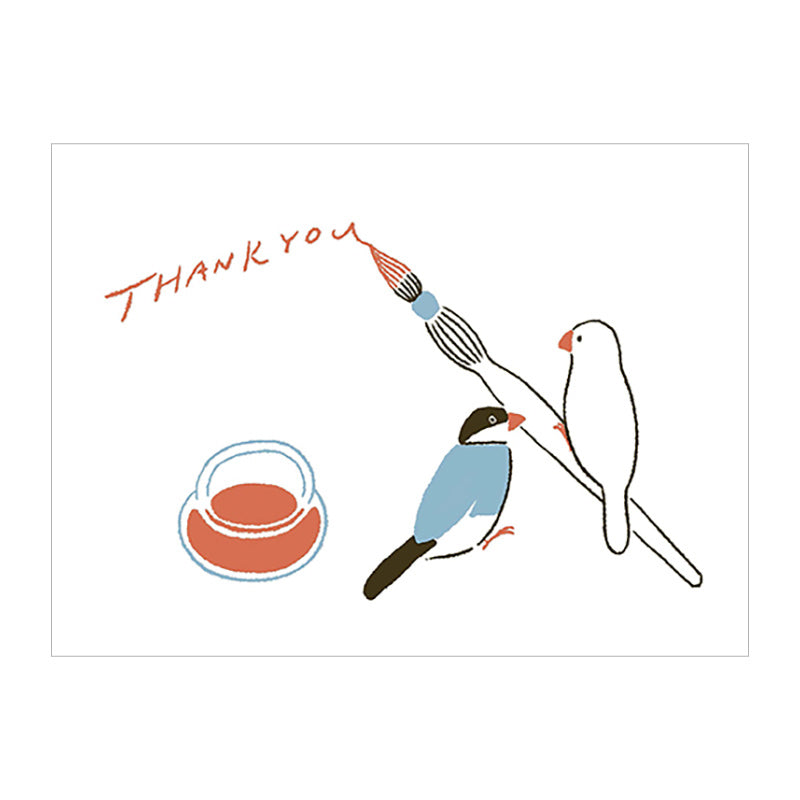TEGAMI Letterpress Card Thank You Birds & Pen Default Title