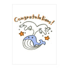 TEGAMI Letterpress Card Congratulations Whale