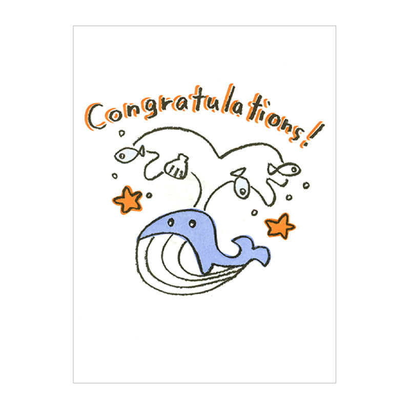TEGAMI Letterpress Card Congratulations Whale