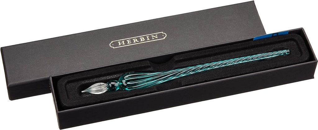 J.HERBIN Round Glass Pen 18cm Turquoise Default Title