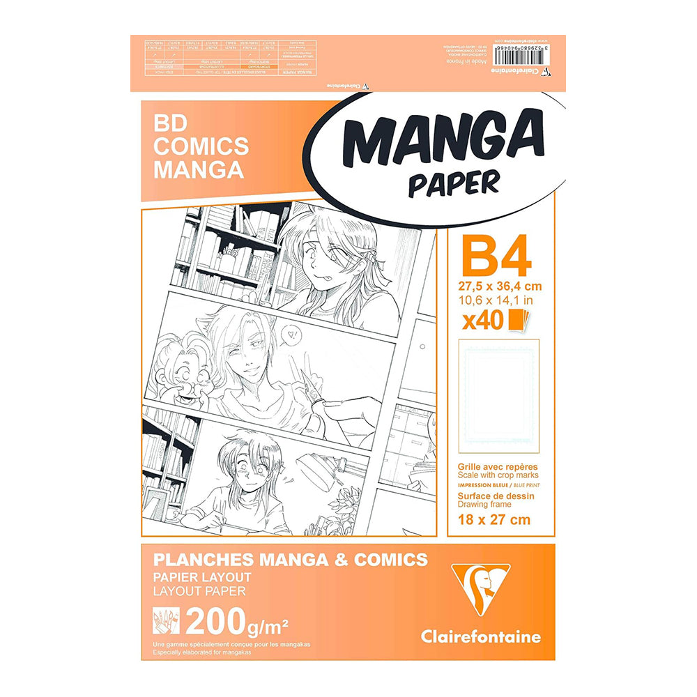 CLAIREFONTAINE Manga Bleedproof Layout Pad B4 200g 40s Basic F