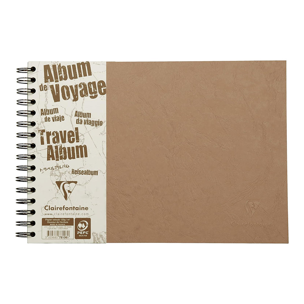 CLAIREFONTAINE Age Bag Travel Album A4 L Lined+Plain Tobacco