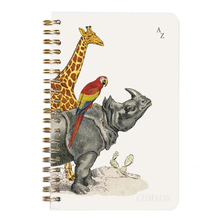 CLAIREFONTAINE Animalis Wirebound Index Notebook 11x17cm 100s Lined Rhino