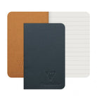 CLAIREFONTAINE Ingres Stapled Notebook 7.5x12cm Lined 24s Dark Blue/Ocher
