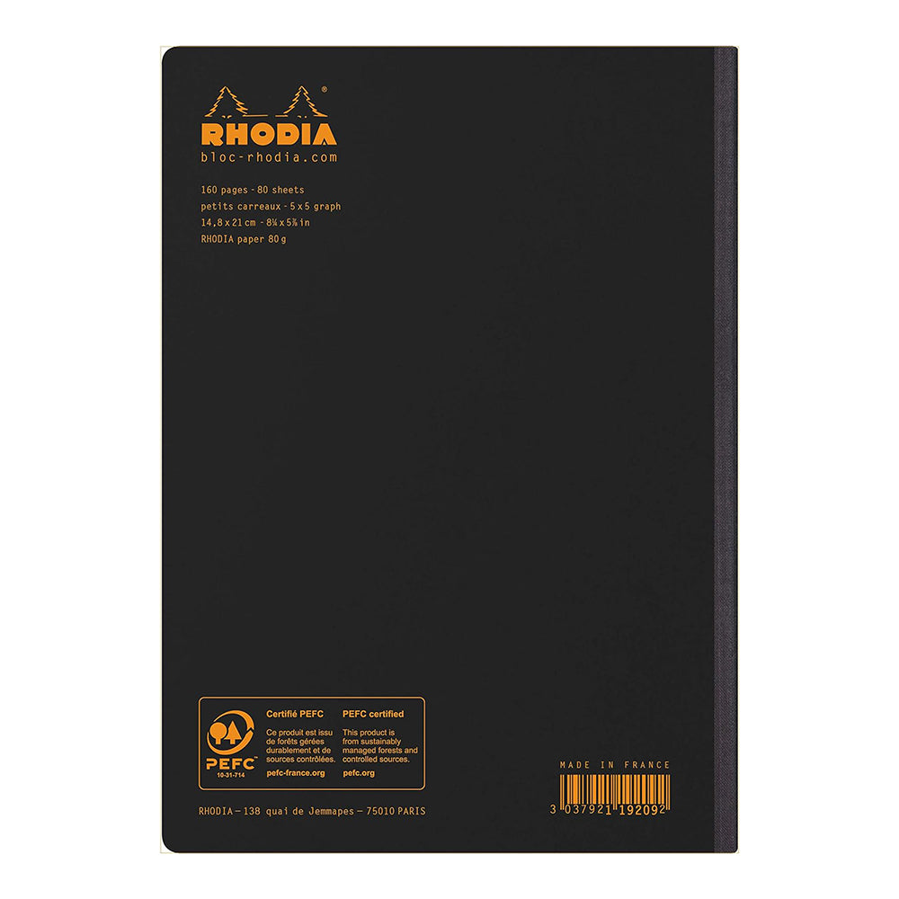 RHODIA Composition Book A5 148x210mm 5x5 Sq Black