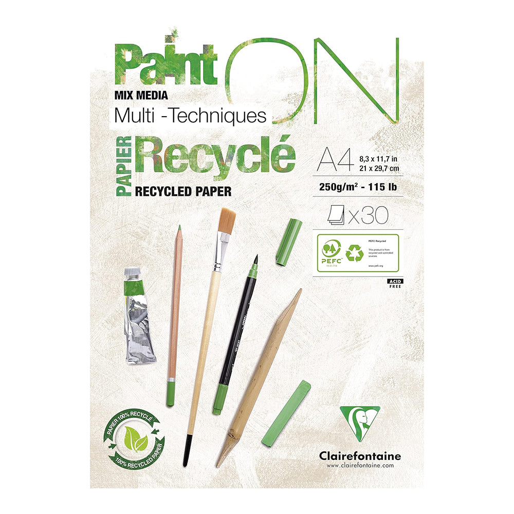 CLAIREFONTAINE Paint ON Pad A4 250g Recycled 30s