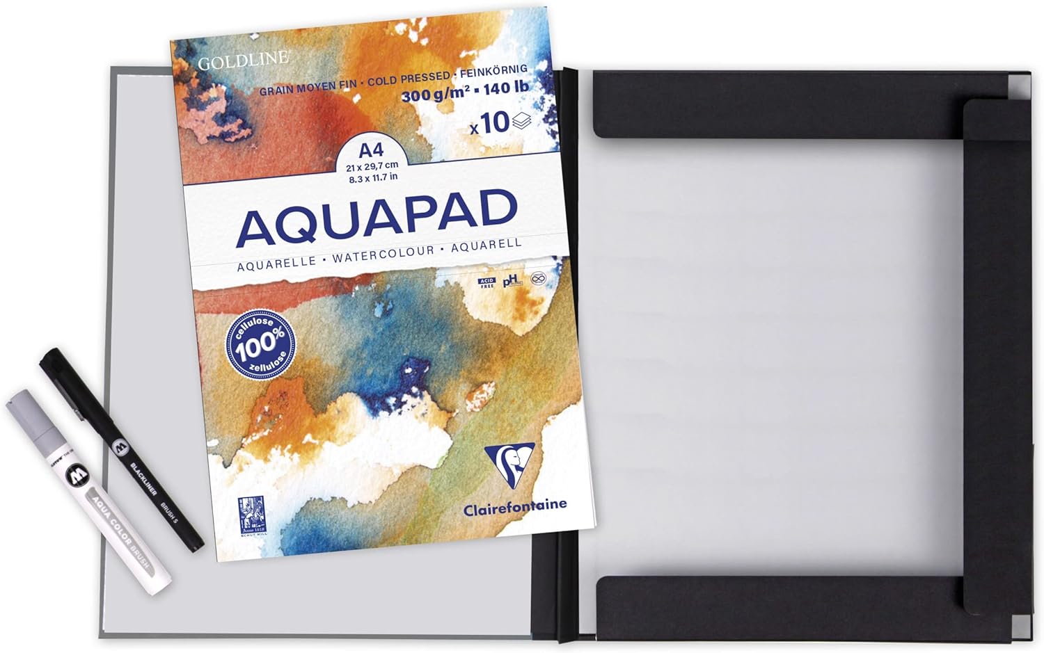 CLAIREFONTAINE Competence Aqua Set A4 Pad+Portfolio 26x33cm