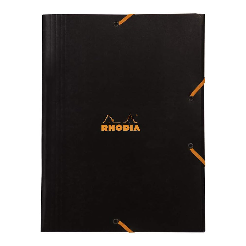 RHODIA 3-Flap Elasticated Folder 24x32cm Black