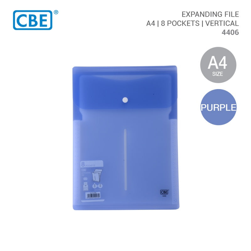 CBE 4406 Expanding File 8 Pockets A4 Purple