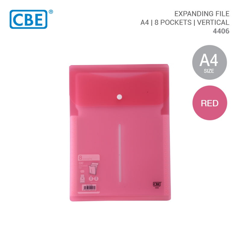 CBE 4406 Expanding File 8 Pockets A4 Red